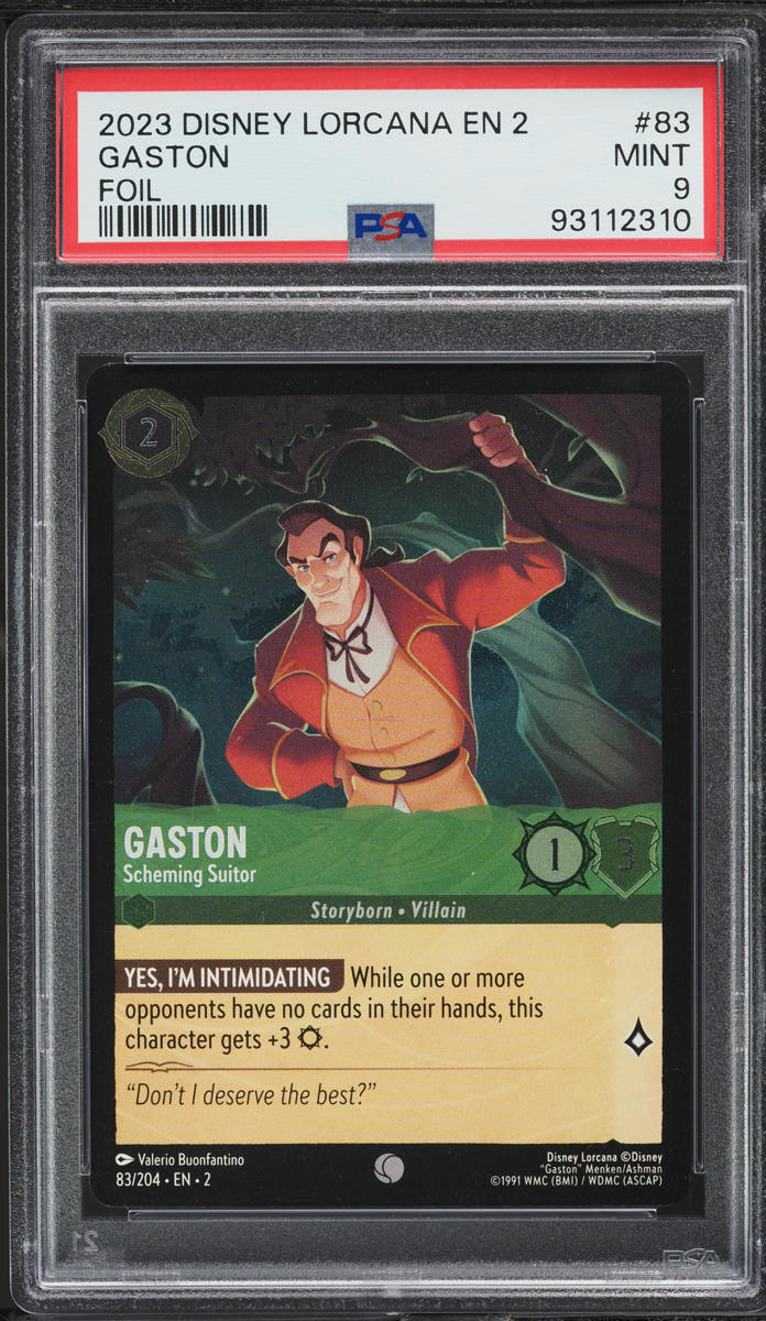 2023 Disney Lorcana Rise Of The Floodborn Foil Gaston #83 PSA 9 MINT