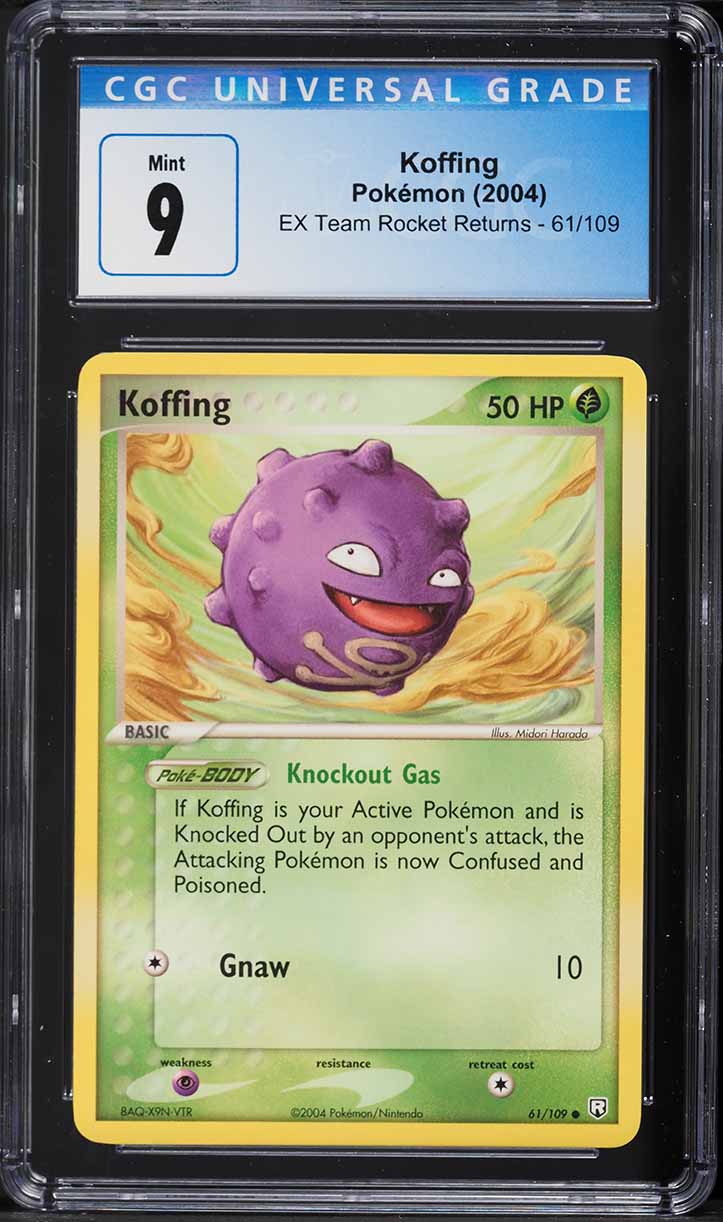 2004 Pokemon EX Team Rocket Returns Koffing #61 CGC 9 MINT