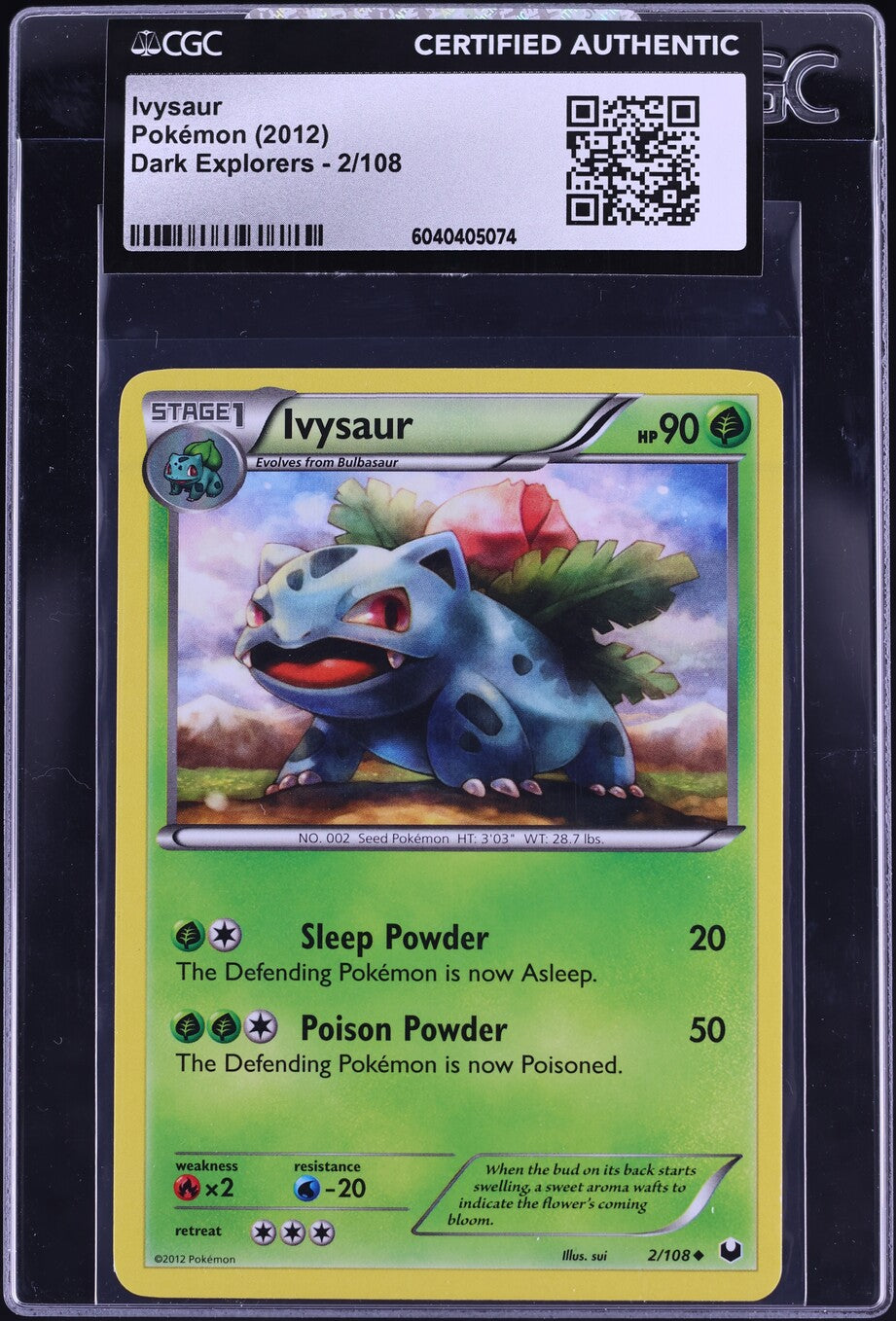 2012 Pokemon Black & White Dark Explorers Ivysaur #2 CGC AUTH