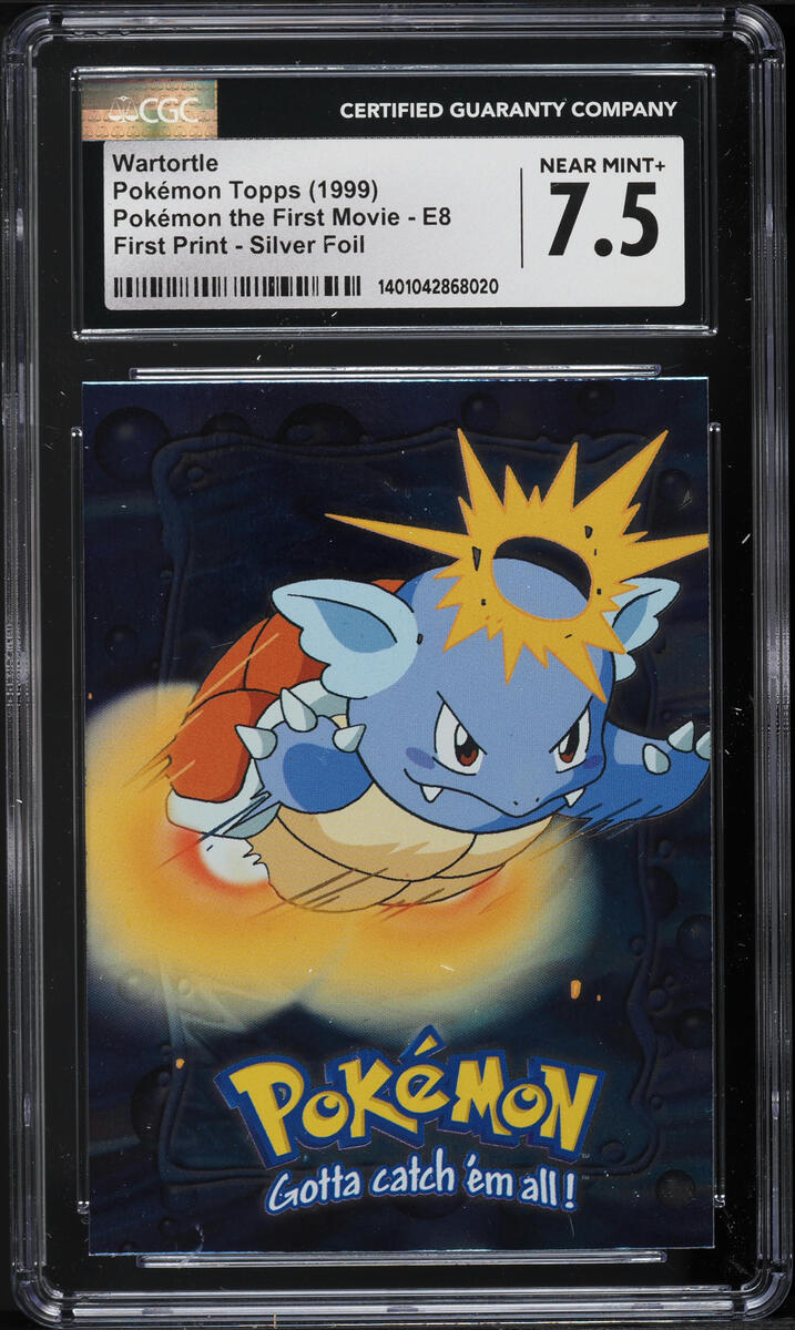 1999 Topps Pokemon The First Movie First Print Silver Foil Wartortle #8 CGC 7.5