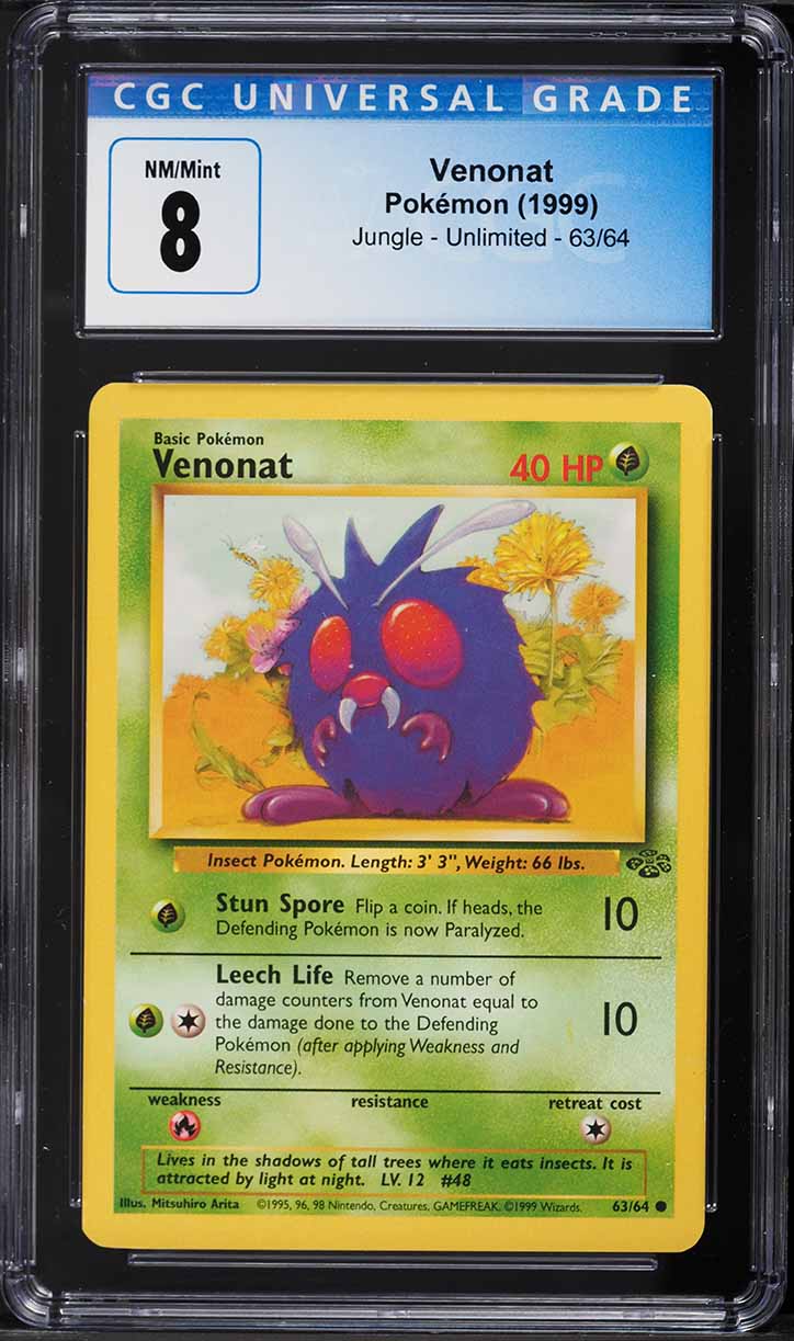 1999 Pokemon Jungle Venonat #63 CGC 8 NM-MT