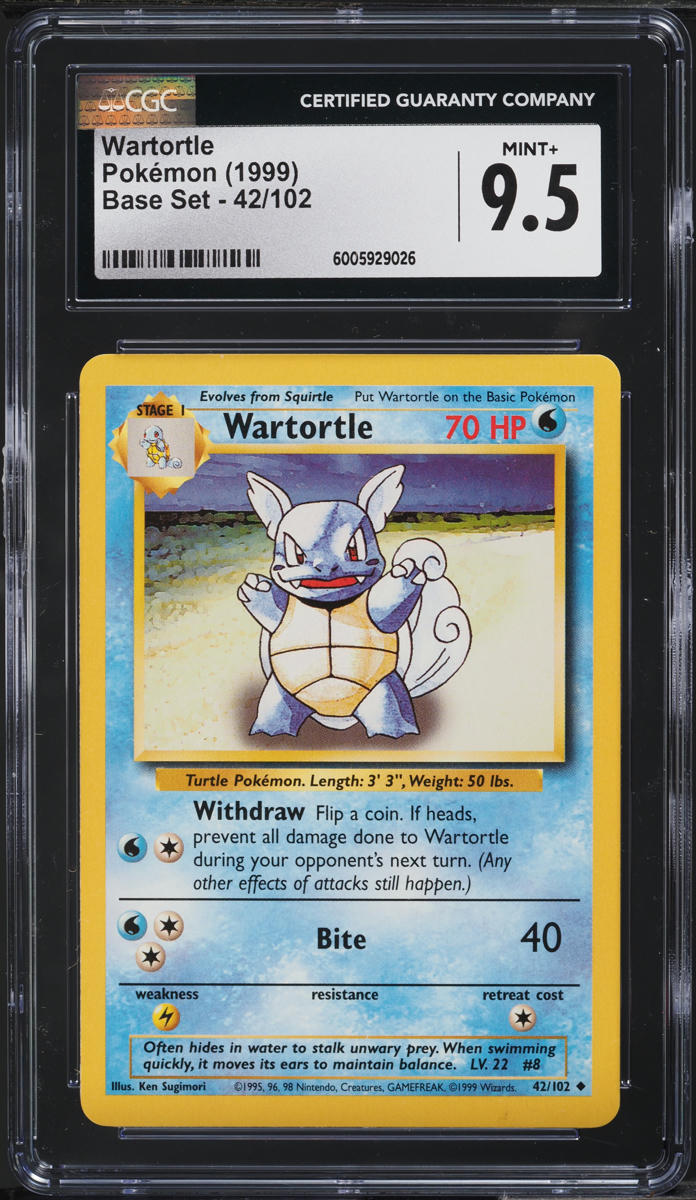 1999 Pokemon Base Set Wartortle #42 CGC 9.5 MINT+