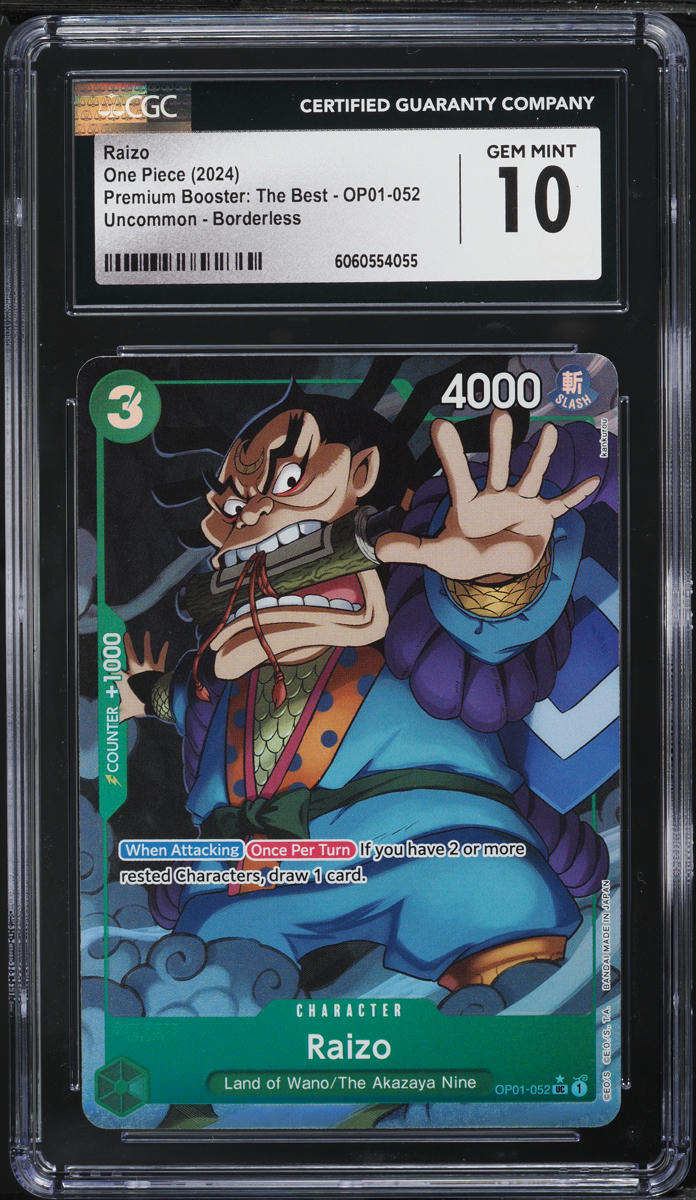 2024 One Piece Premium The Best Borderless Raizo #OP01-052 CGC 10 GEM MINT