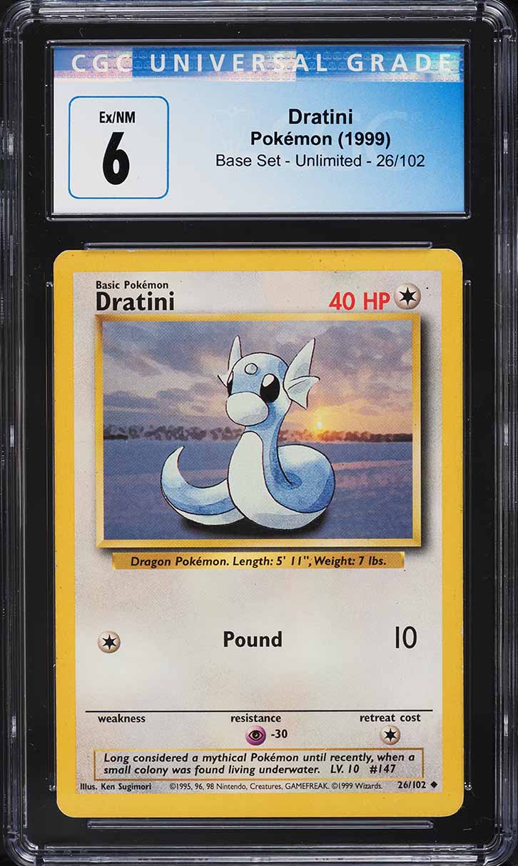 1999 Pokemon Base Set Dratini #26 CGC 6 EXMT