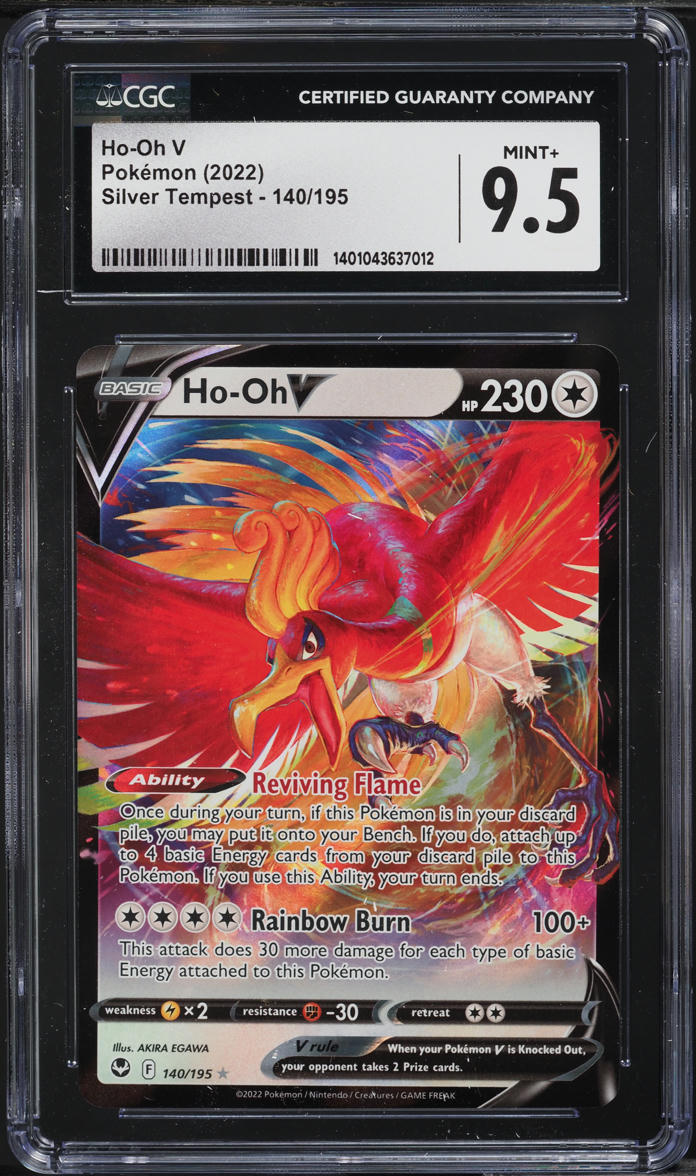 2022 Pokemon Sword & Shield Silver Tempest Full Art Ho-Oh V #140 CGC 9.5 MINT+