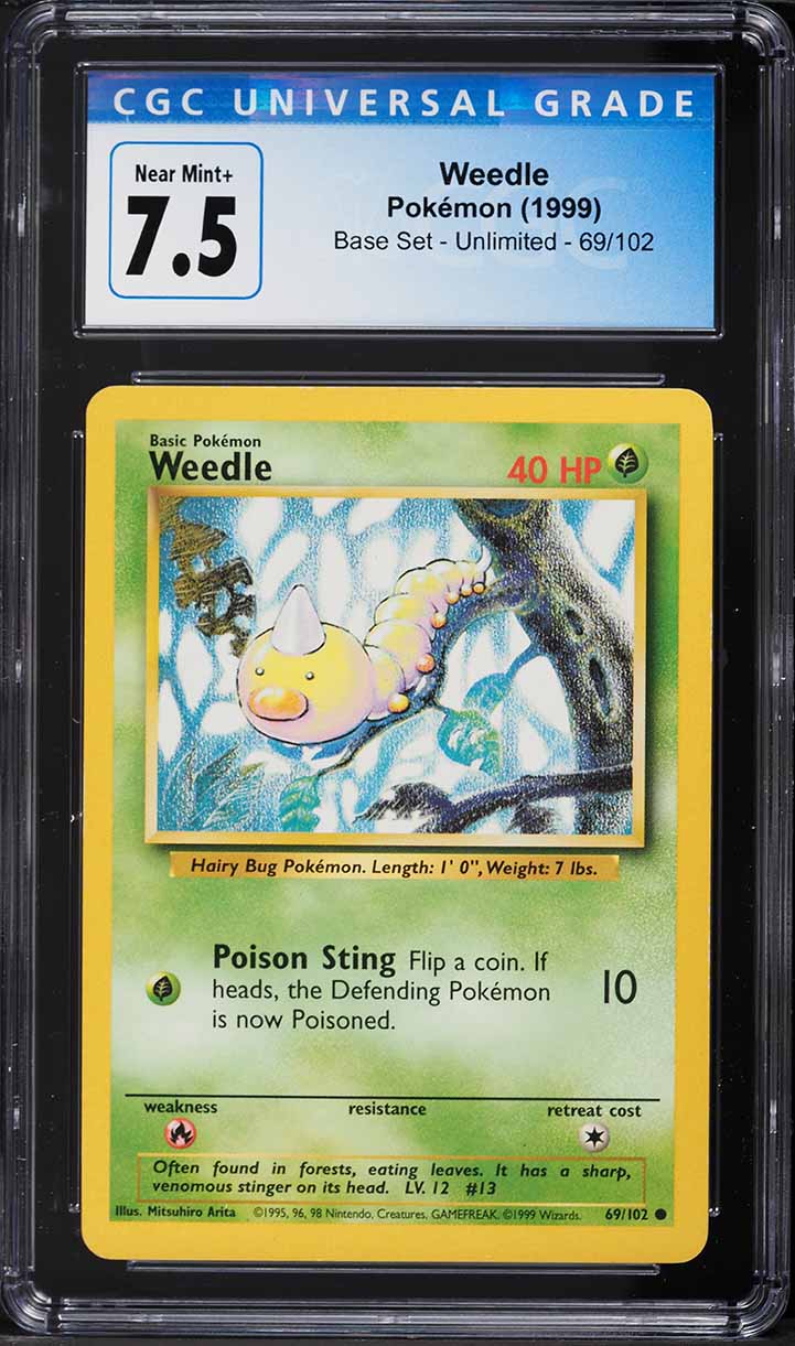 1999 Pokemon Base Set Weedle #69 CGC 7.5 NRMT+