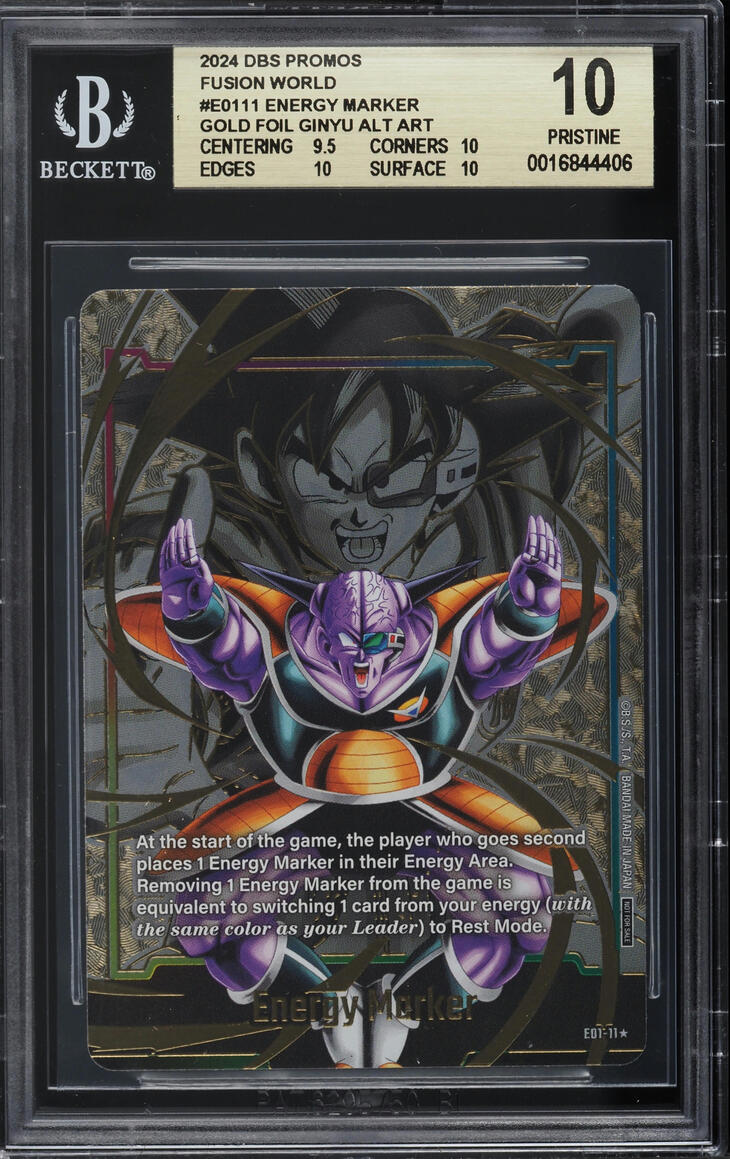 *DAMAGED* 2024 Dragon Ball Super Fusion World Promo Gold Foil Energy Marker Ginyu BGS 10