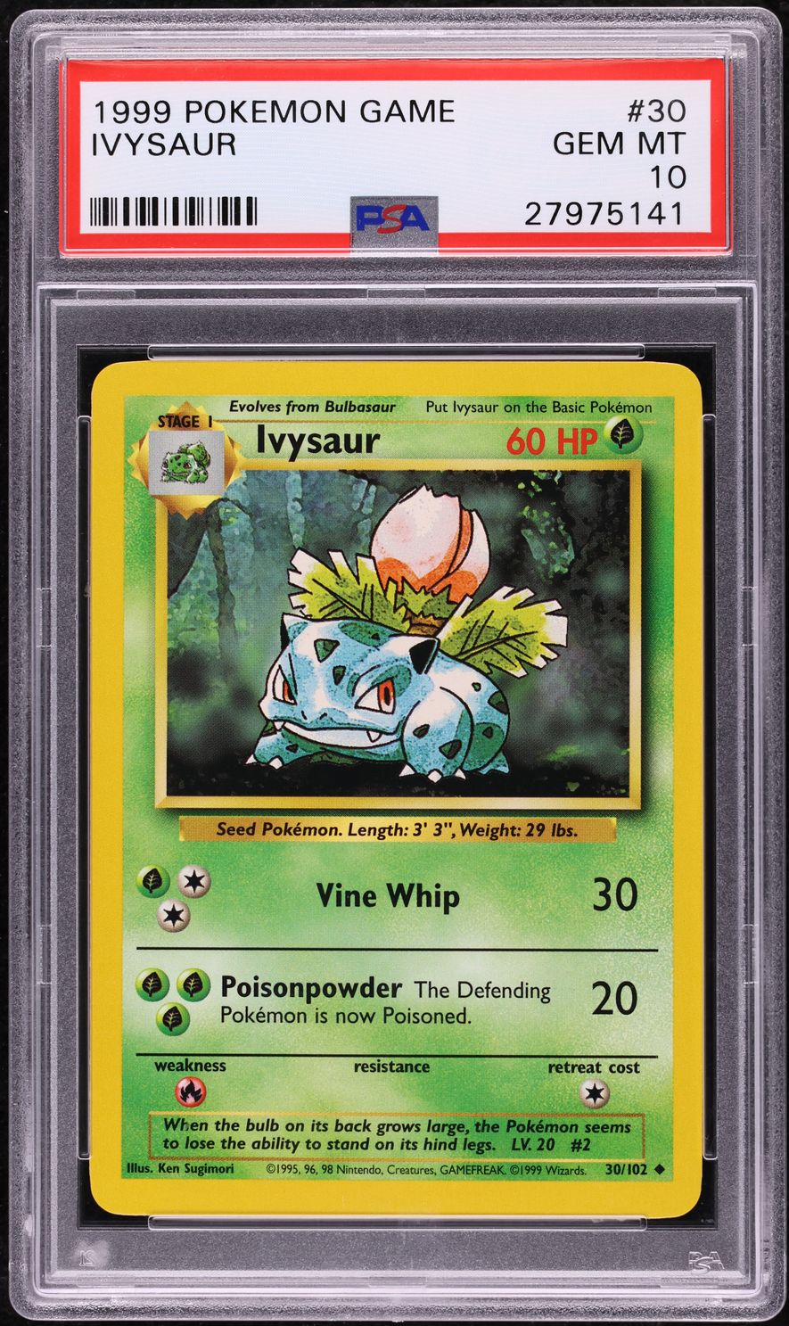 1999 Pokemon Base Set Ivysaur #30 PSA 10 GEM MINT