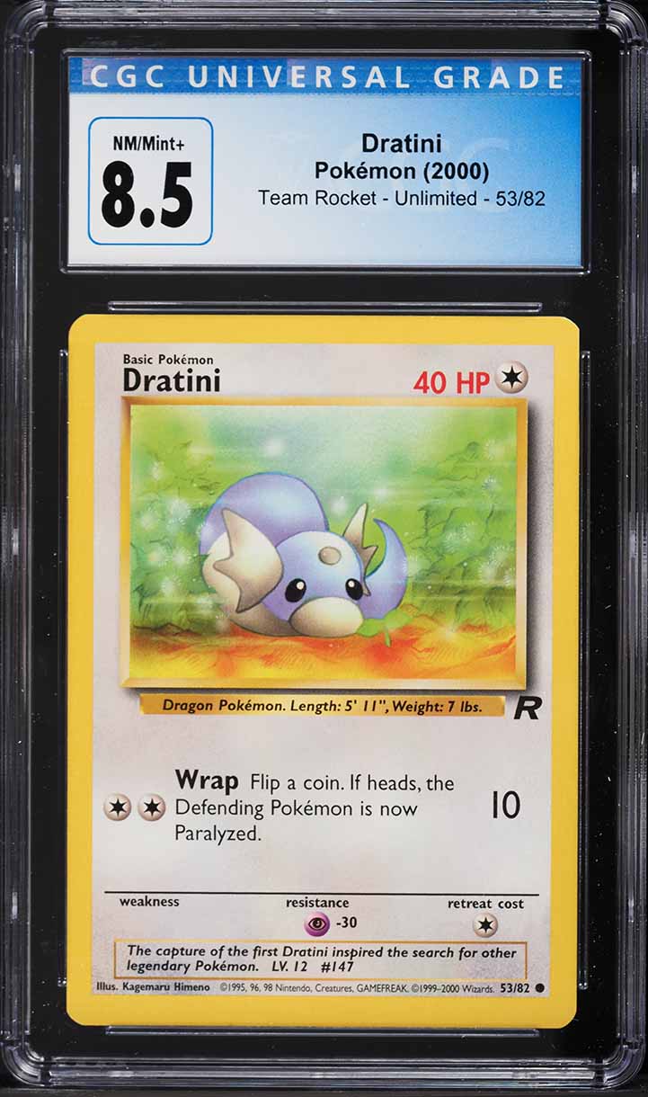 2000 Pokemon Team Rocket Dratini #53 CGC 8.5 NM-MT+