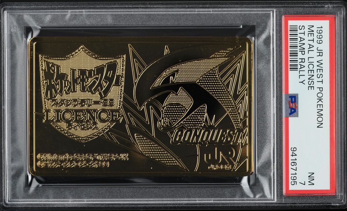 1999 Pokemon Japanese Jr West Stamp Rally Metal License PSA 7 NRMT