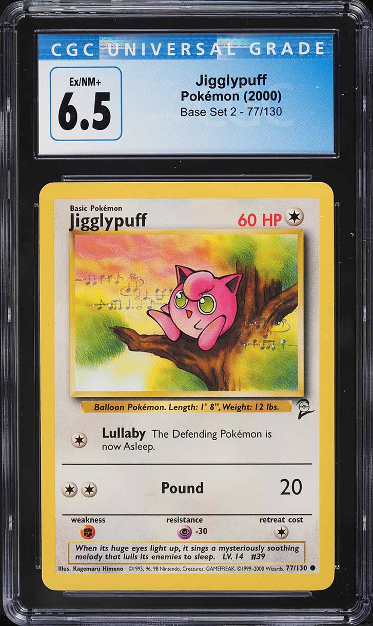 2000 Pokemon Base Set 2 Jigglypuff #77 CGC 6.5 EXMT+