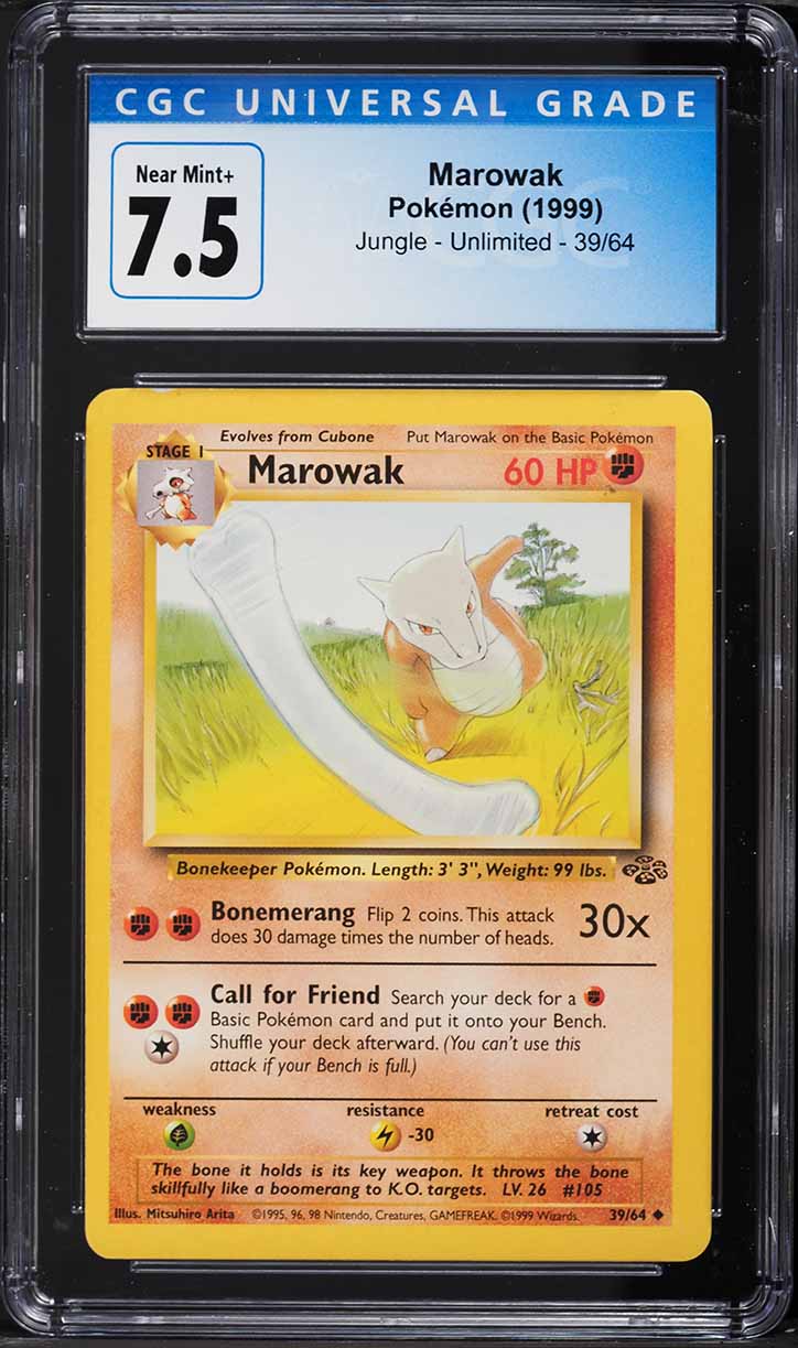 1999 Pokemon Jungle Marowak #39 CGC 7.5 NRMT+