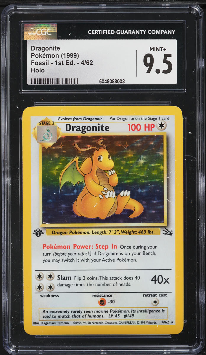 1999 Pokemon Fossil 1st Edition Holo Dragonite #4 CGC 9.5 MINT+