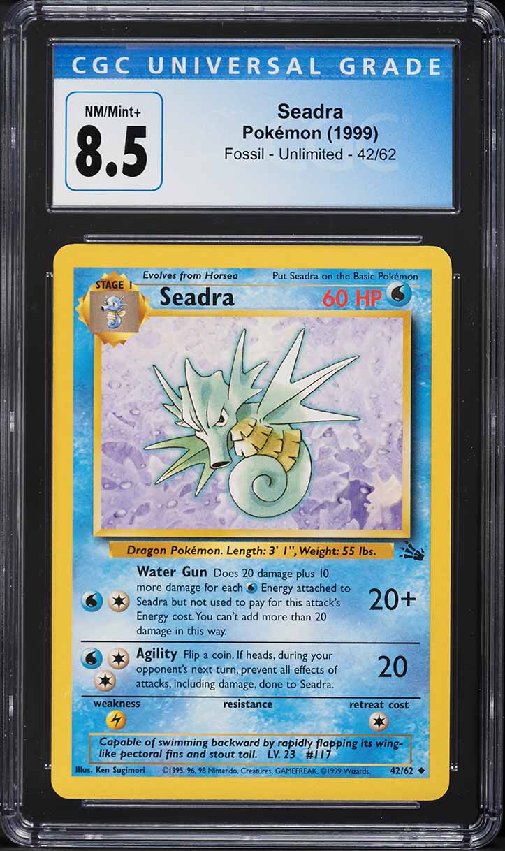 1999 Pokemon Fossil Seadra #42 CGC 8.5 NM-MT+