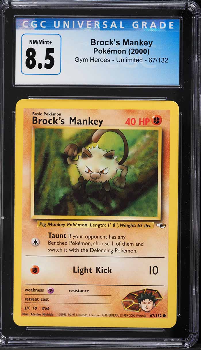 2000 Pokemon Gym Heroes Brock's Mankey #67 CGC 8.5 NM-MT+