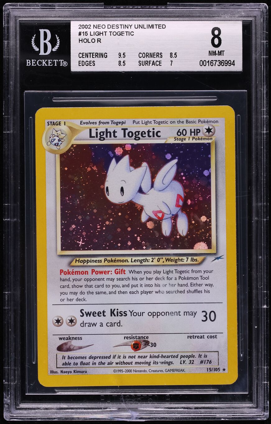 2002 Pokemon Neo Destiny Light Togetic #15 BGS 8 NM-MT