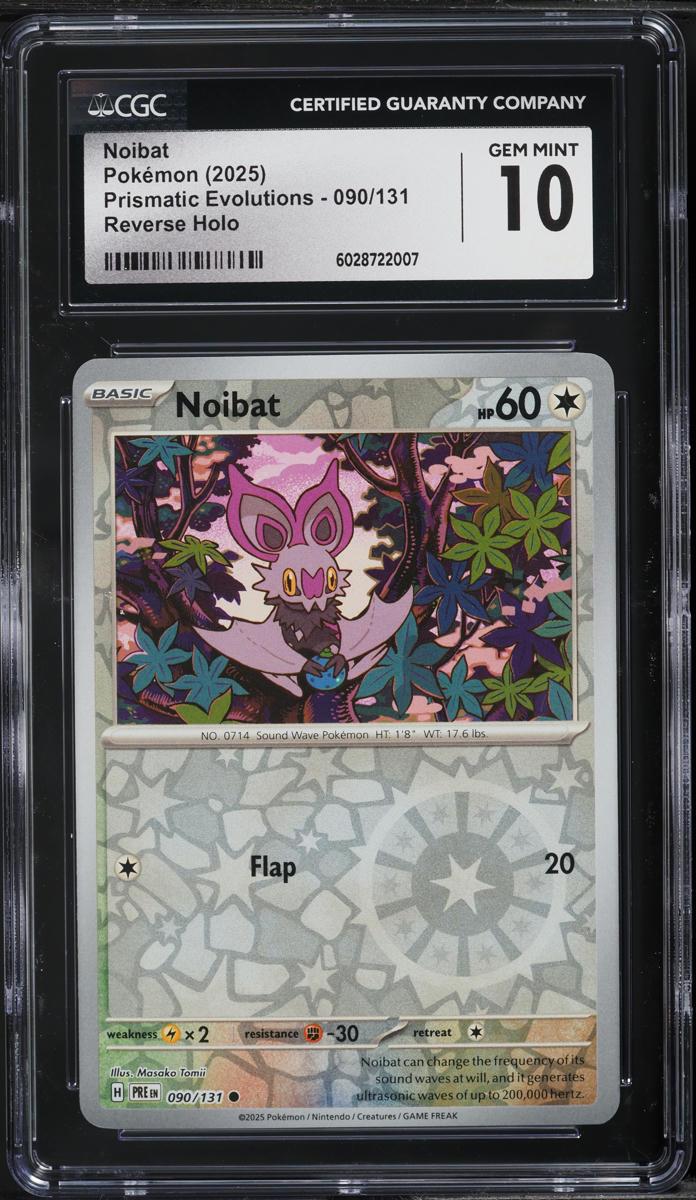 2025 Pokemon SV Prismatic Evolutions Reverse Holo Noibat #90 CGC 10 GEM MINT