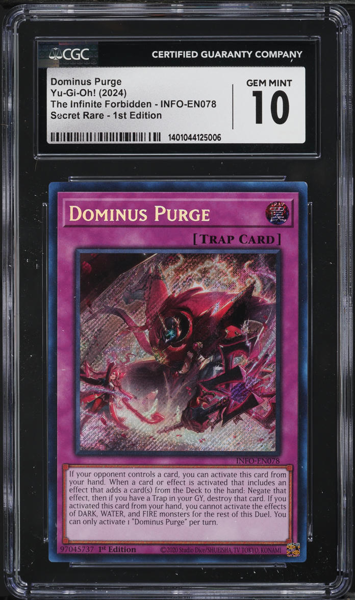 2024 Yu-Gi-Oh! The Infinite Forbidden 1st Ed Dominus Purge #INFO-EN078 CGC 10