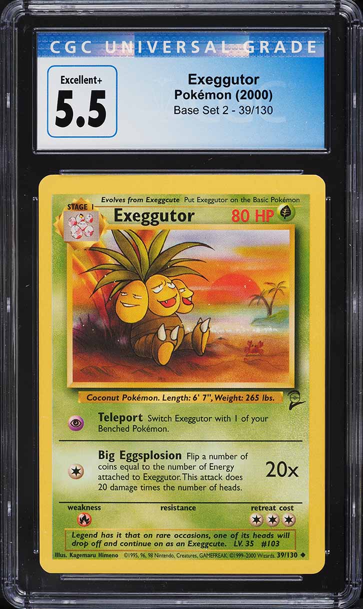 2000 Pokemon Base Set 2 Exeggutor #39 CGC 5.5 EX+