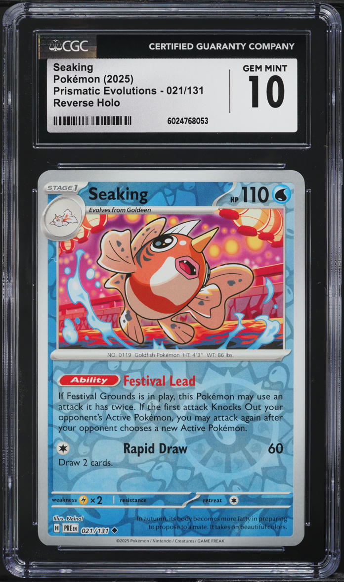 2025 Pokemon SV Prismatic Evolutions Reverse Holo Seaking #21 CGC 10 GEM MINT