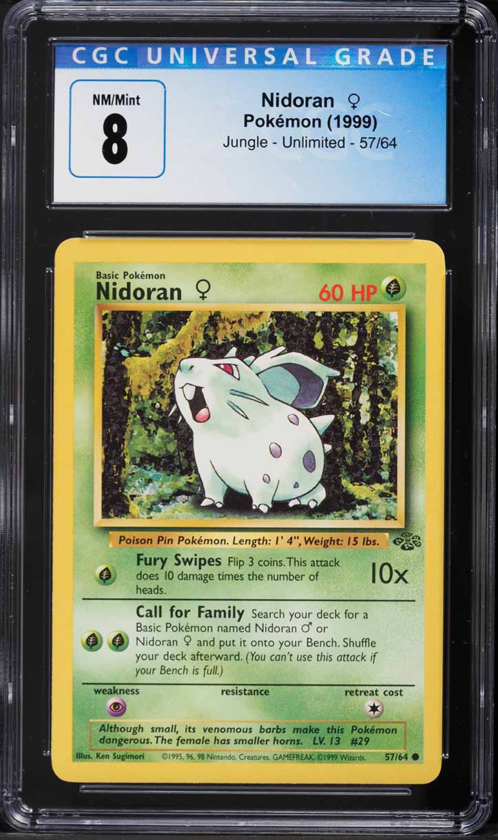 1999 Pokemon Jungle Nidoran #57 CGC 8 NM-MT