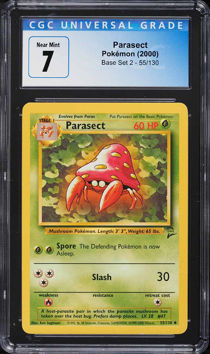 2000 Pokemon Base Set 2 Parasect #55 CGC 7 NRMT