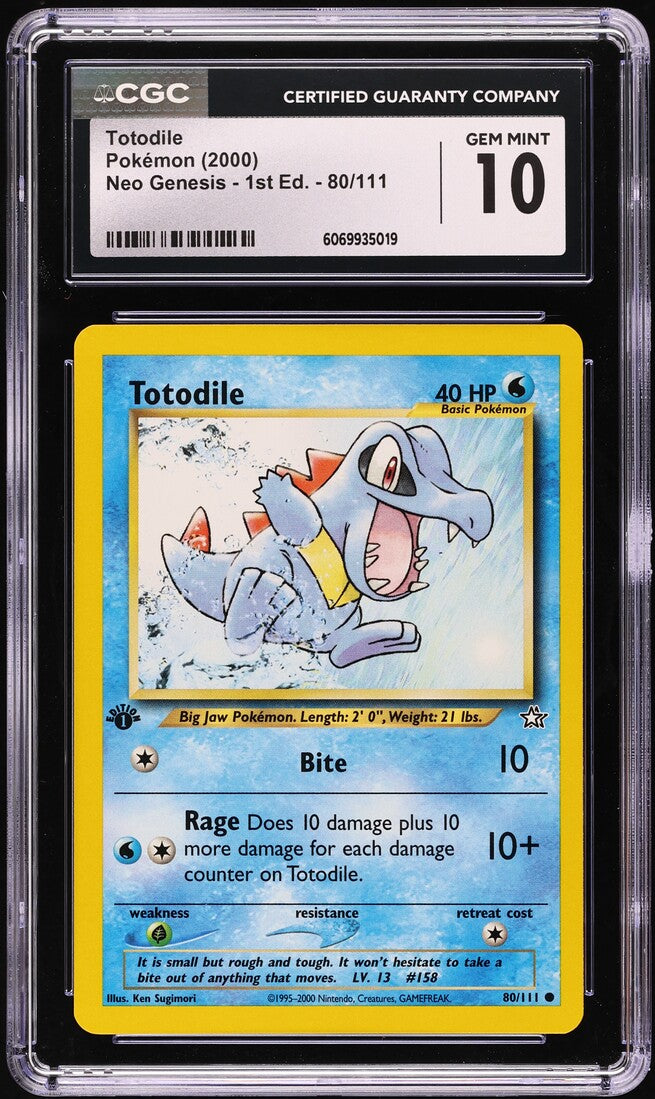 2000 Pokemon Neo Genesis 1st Edition Totodile #80 CGC 10 GEM MINT
