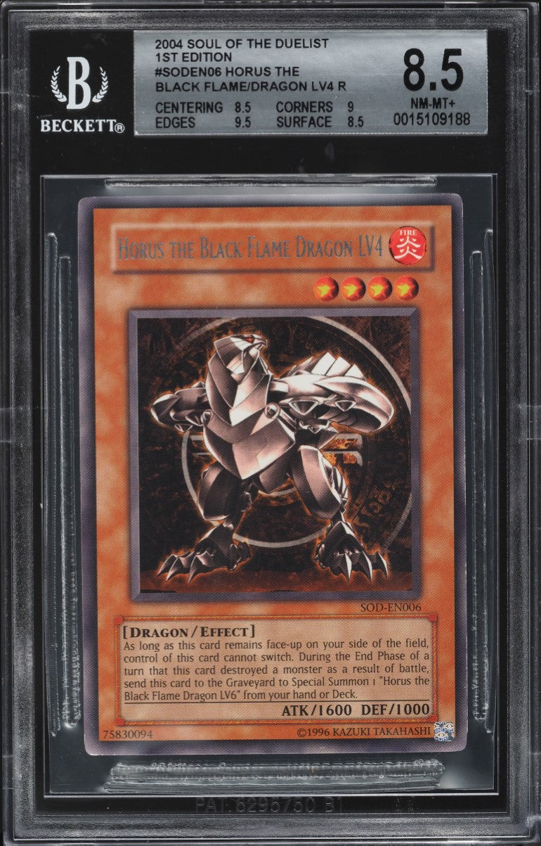 2004 Yu-Gi-Oh! SOD Horus The Black Flame Dragon LV4 #SOD-EN006 BGS 8.5 NM-MT+