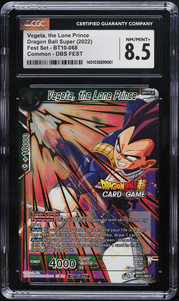 2022 Dragon Ball S Fest Set Vegeta, The Lone Prince #BT10-068 CGC 8.5 NM-MT+