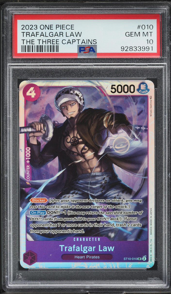 2023 One Piece The Three Captains Trafalgar Law #ST10-010 PSA 10 GEM MINT