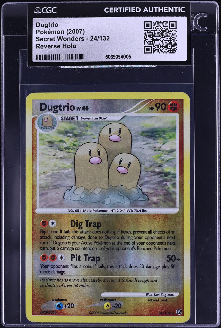 2007 Pokemon Diamond & Pearl Secret Wonders Reverse Holo Dugtrio #24 CGC AUTH