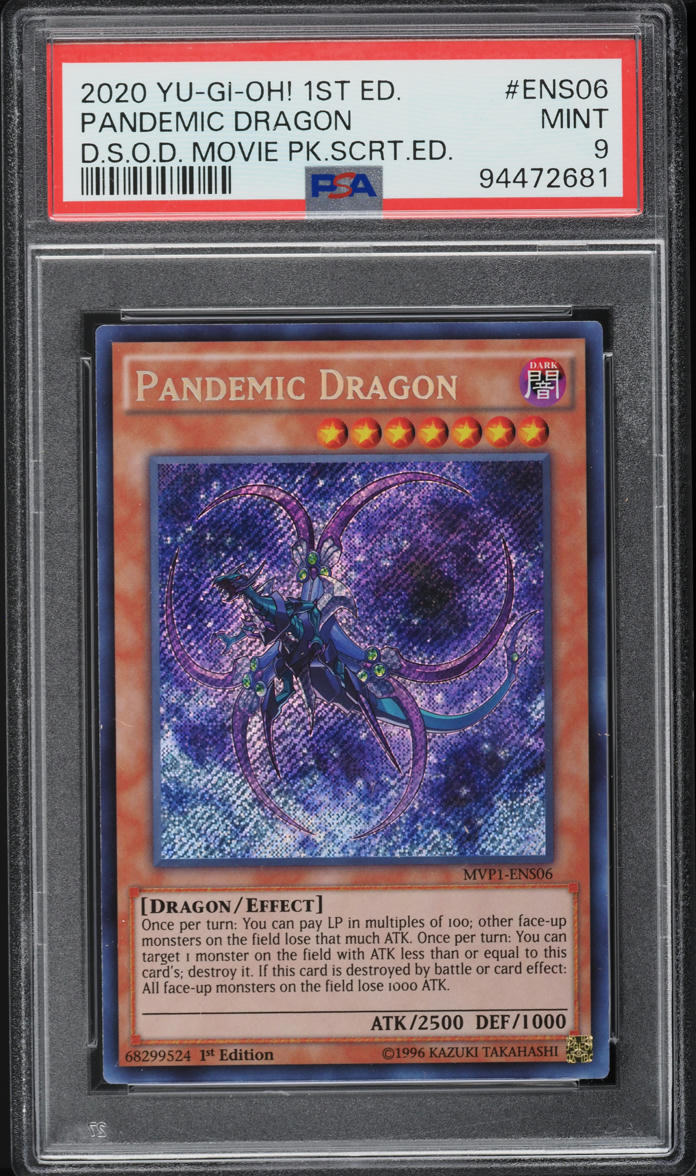 2020 Yu-Gi-Oh! DSOD Movie Pack Secret 1st Ed Pandemic Dragon #MVP1-ENS06 PSA 9