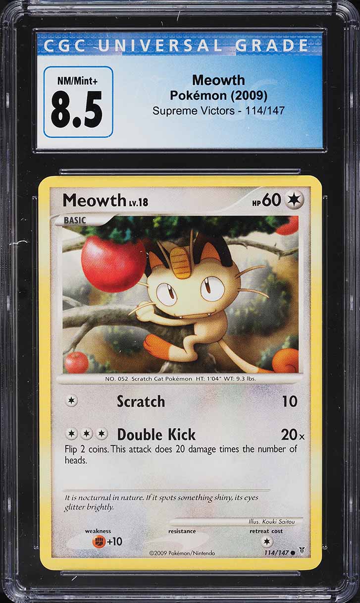 2009 Pokemon Platinum Supreme Victors Meowth #114 CGC 8.5 NM-MT+