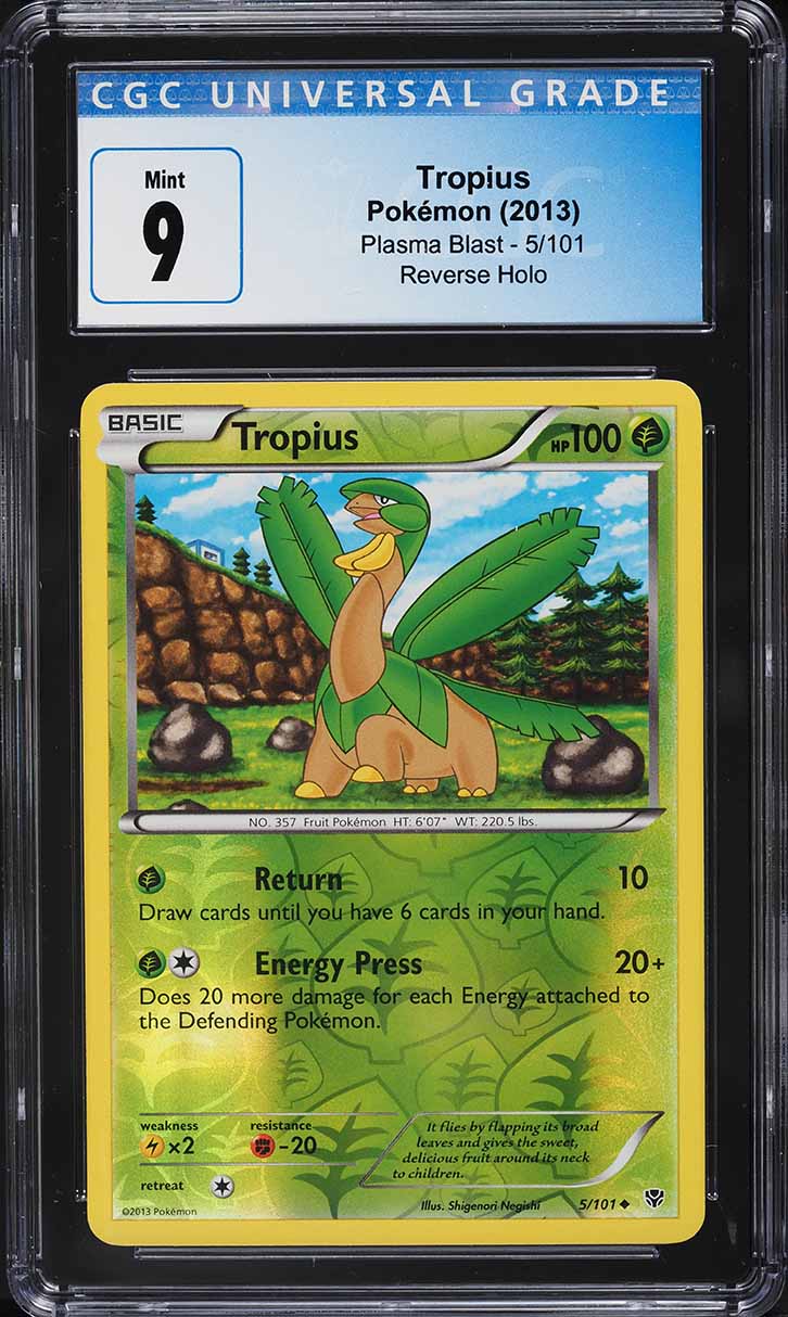 2013 Pokemon Black & White Plasma Blast Reverse Holo Tropius #5 CGC 9 MINT