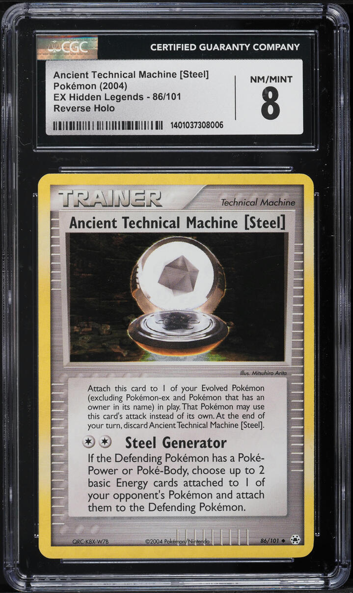 2004 Pokemon EX Hidden Legends Holo Ancient Technical Machine [Steel] #86 CGC 8