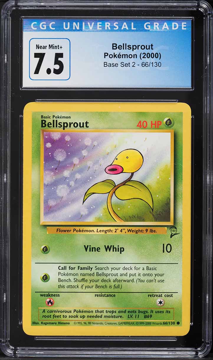 2000 Pokemon Base Set 2 Bellsprout #66 CGC 7.5 NRMT+