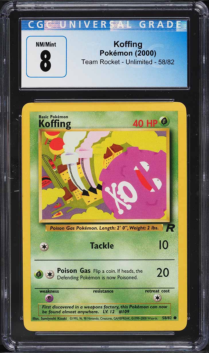 2000 Pokemon Team Rocket Koffing #58 CGC 8 NM-MT