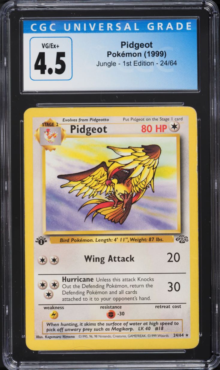 1999 Pokemon Jungle 1st Edition Pidgeot #24 CGC 4.5 VGEX+