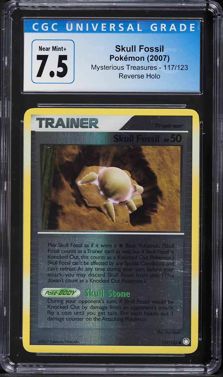 2007 Pokemon DP Mysterious Treasures Reverse Holo Skull Fossil #117 CGC 7.5