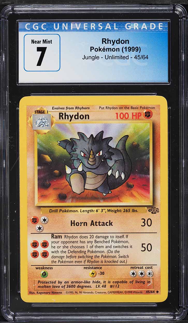 1999 Pokemon Jungle Rhydon #45 CGC 7 NRMT