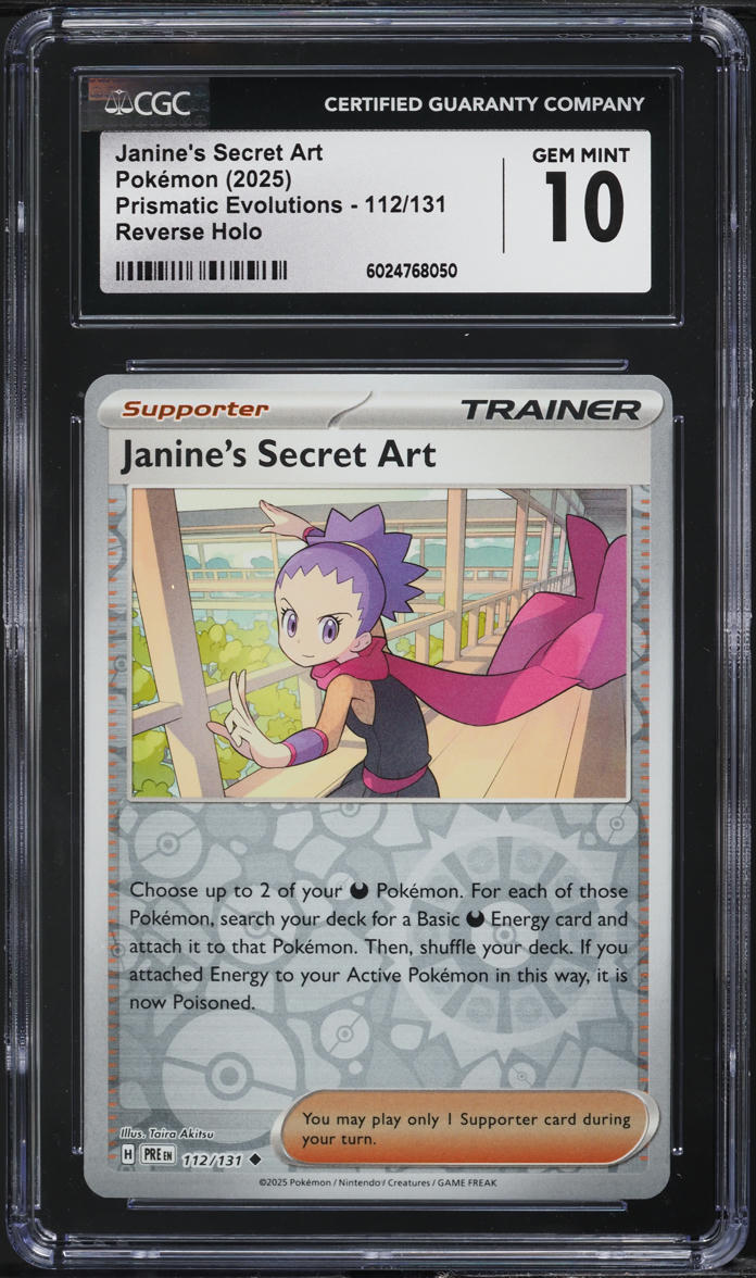 2025 Pokemon SV Prismatic Evolutions Reverse Holo Janine's Secret Art CGC 10