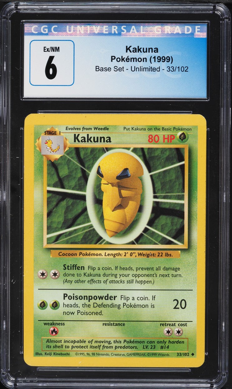 1999 Pokemon Base Set Kakuna #33 CGC 6 EXMT