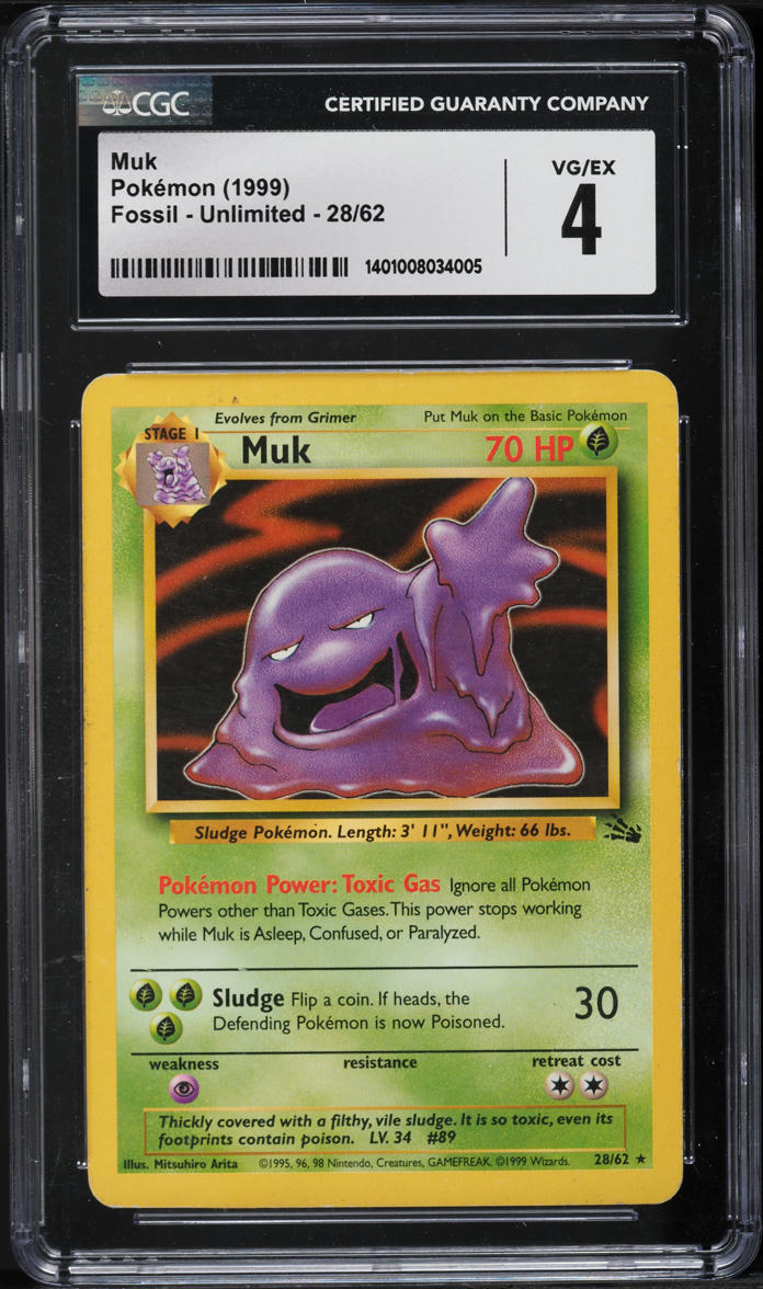 1999 Pokemon Fossil Muk #28 CGC 4 VGEX