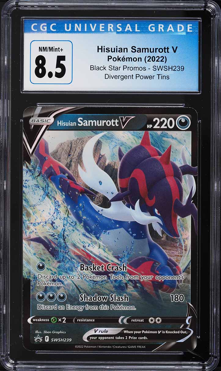 2022 Pokemon SWSH Black Star Promo Divergent Power Hisuian Samurott V CGC 8.5