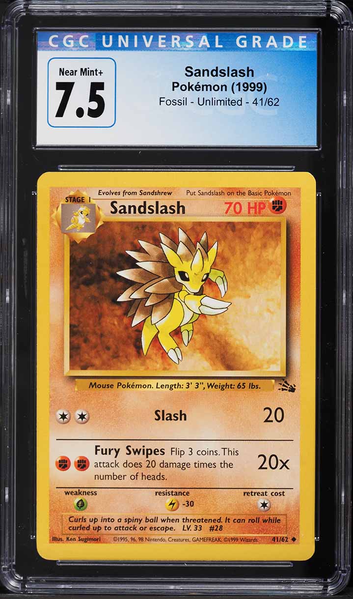 1999 Pokemon Fossil Sandslash #41 CGC 7.5 NRMT+