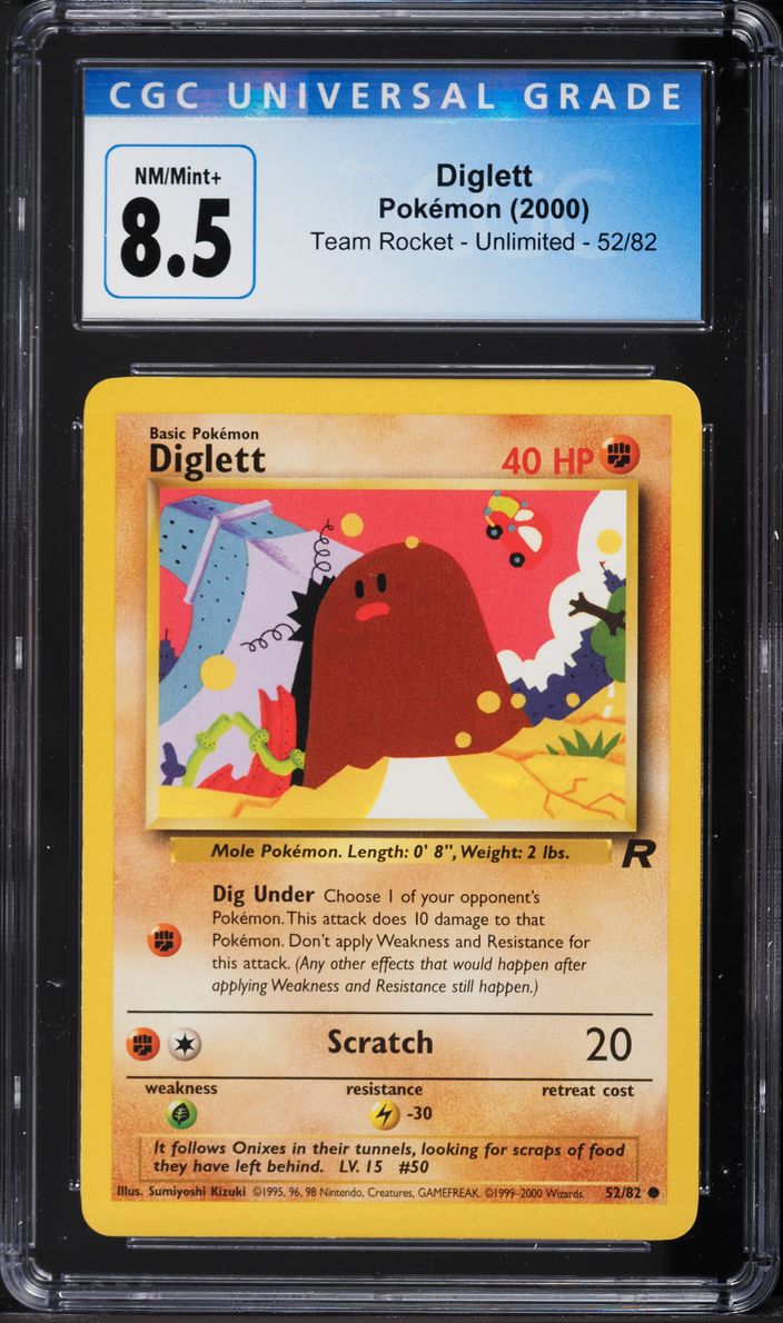 2000 Pokemon Team Rocket Diglett #52 CGC 8.5 NM-MT+