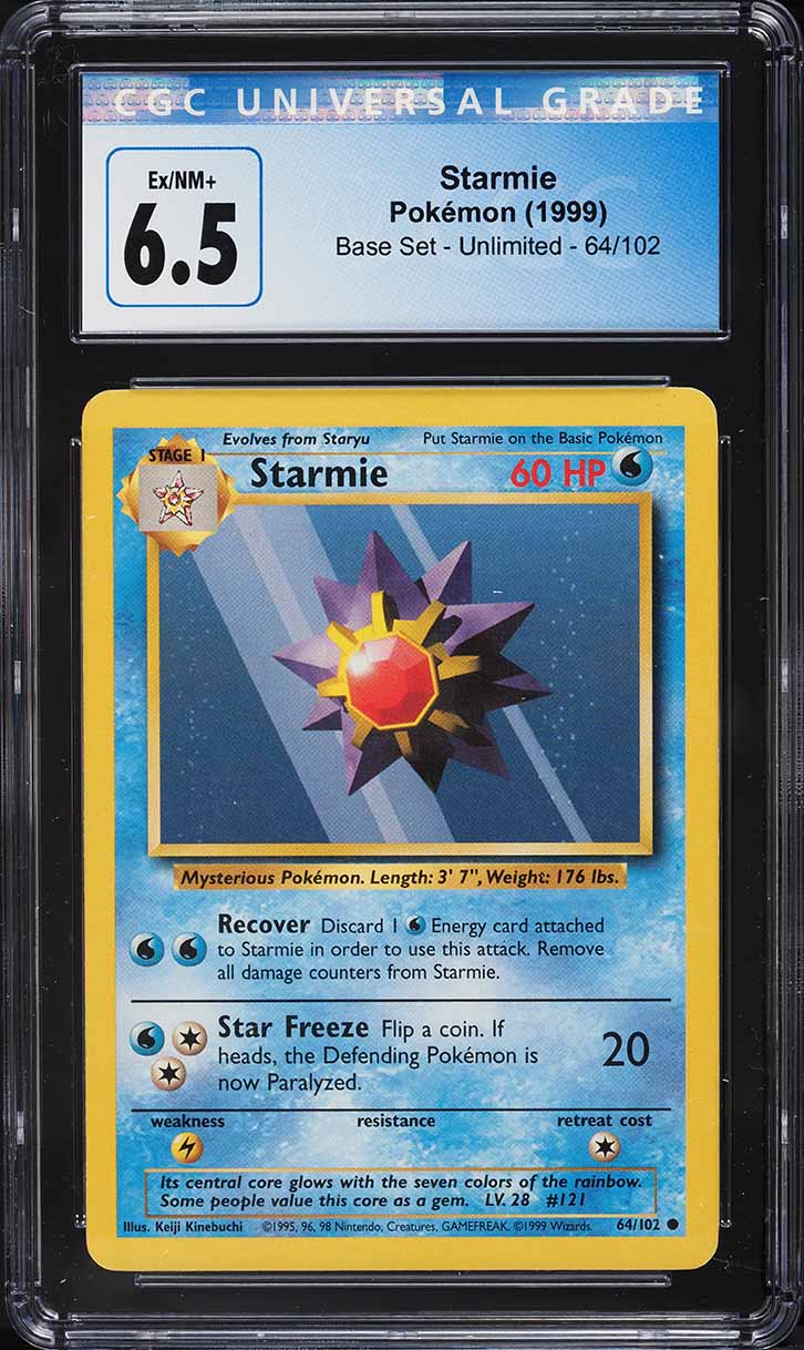 1999 Pokemon Base Set Unlimited Starmie #64 CGC 6.5 EXMT+