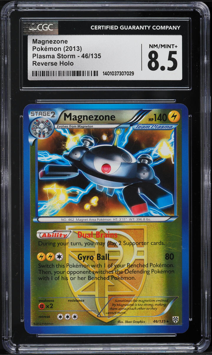 2013 Pokemon Black & White Plasma Storm Reverse Holo Magnezone #46 CGC 8.5