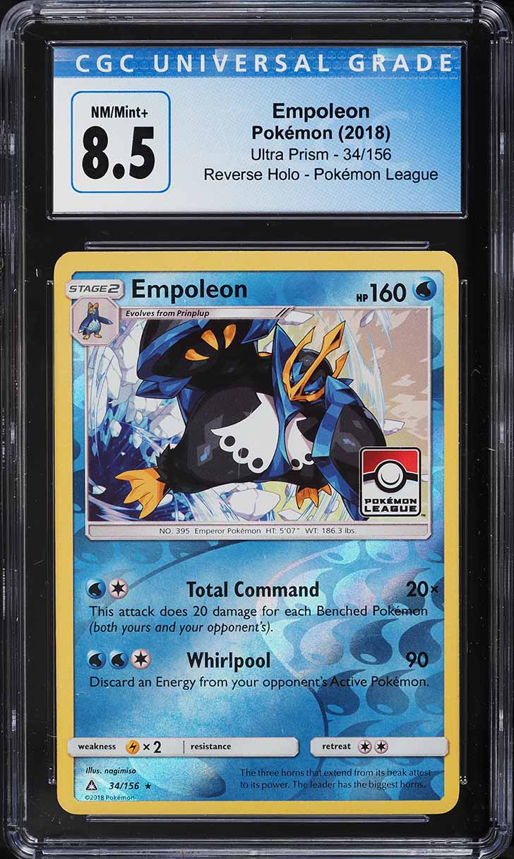 2018 Pokemon SM Ultra Prism League Cup Reverse Holo Empoleon #34 CGC 8.5 NM-MT+