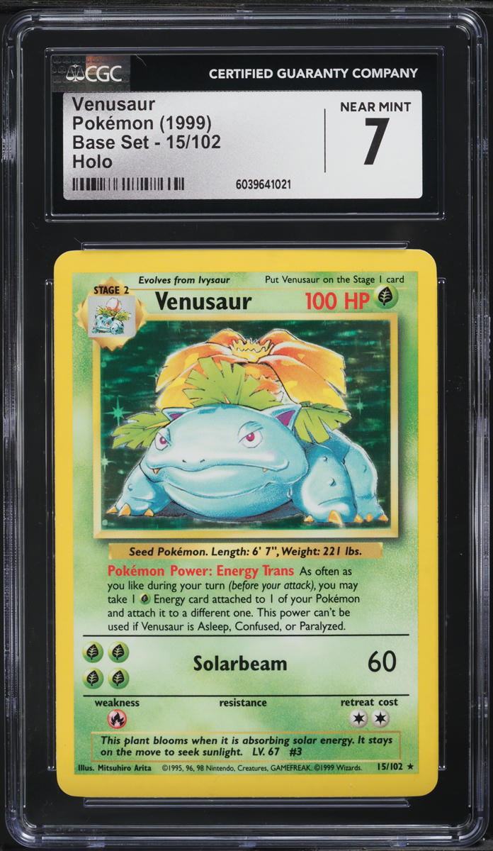1999 Pokemon Base Set Holo Venusaur #15 CGC 7 NRMT